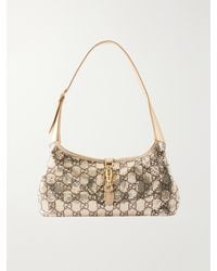 Gucci - Jackie 1961 Gg Supreme-Print Metallic Leather-Trimmed Chainmail Shoulder Bag - Lyst
