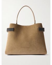 Brunello Cucinelli - Bead-Embellished Suede Shoulder Bag - Lyst