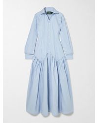 Polo Ralph Lauren - Hemdblusenkleid Aus Gestreifter Popeline Aus Einer Baumwoll-Modalmischung Mit Raffungen - Lyst