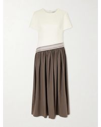 Abadia - Sadu Asymmetric Grosgrain-Trimmed Cotton-Jersey And Twill Maxi Dress - Lyst