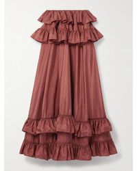 Chloé - Jupe Longue En Taffetas De Soie À Volants - Lyst