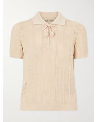 Valentino Garavani - Pointelle-Knit Cotton Polo Shirt - Lyst