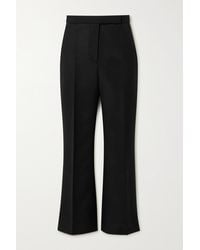 Totême Cropped Pleated Wool-twill Flared Trousers - Black