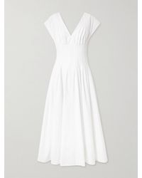 Jonathan Simkhai - Nina Pleated Cotton-Blend Poplin Midi Dress - Lyst
