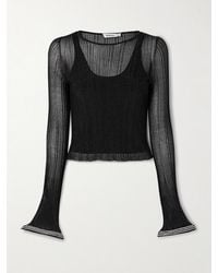 Jonathan Simkhai - Maebry Crystal-Embellished Metallic Ribbed-Knit Top - Lyst