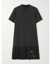 Balenciaga - Mehrlagiges Minikleid Aus Baumwoll-Jersey Und Twill Aus Einer Wollmischung Mit Fransen Und Verzierung - Lyst