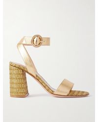 Gianvito Rossi - Luana 85 Leather And Raffia Sandals - Lyst