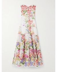 Charo Ruiz - Danny Trägerloses Midikleid Aus Voile Aus Einer Baumwollmischung Mit Blumenprint - Lyst