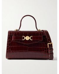 Versace - Mittelgroße Schultertasche Aus Leder Mit Krokodileffekt Und Verzierung - Lyst
