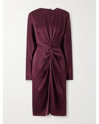 Stella McCartney - Twist-Front Satin Midi Dress - Lyst