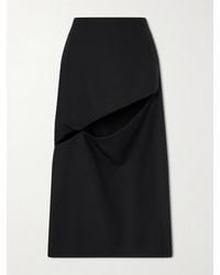 Jil Sander - Cut-Out Grain De Poudre Wool And Mohair-Blend Midi Skirt - Lyst