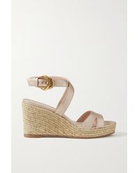 Stuart Weitzman Elsie Color-block Braided Leather Wedge Espadrille Sandals - Lyst