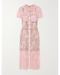 Self-Portrait - Belted Crystal-Embellished Guipure Lace Midi Dress - Lyst