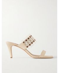 Manolo Blahnik - Efeso 70 Fringed Raffia And Leather Sandals - Lyst