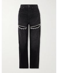 Area - Crystal-embellished Cutout High-rise Straight-leg Jeans - Lyst