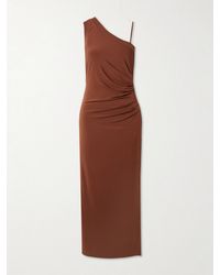 Max Mara - Beachwear One-Shoulder Ruched Stretch-Jersey Maxi Dress - Lyst