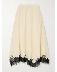 Ulla Johnson - Rosine Lace-Trimmed Silk Crepe De Chine Midi Skirt - Lyst