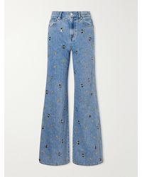 Veronica Beard - Kasey Embellished Mid-Rise Wide-Leg Jeans - Lyst