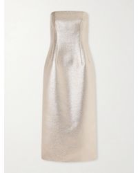 Emilia Wickstead - Leila Strapless Cloque Midi Dress - Lyst