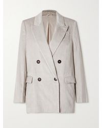 Brunello Cucinelli - Double-Breasted Linen, Cotton And Lyocell-Blend Corduroy Blazer - Lyst