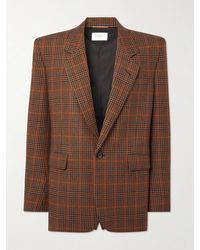 Saint Laurent - Prince Of Wales Checked Wool Blazer - Lyst