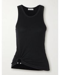 Rabanne - Embellished Gathered Ribbed Stretch-Cotton Jersey Tank - Lyst
