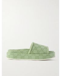 Gucci - Mules A Plateforme En Toile Gg - Lyst