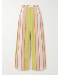 Thierry Colson - Loulou Striped Cotton-Poplin Straight-Leg Pants - Lyst