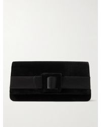 Manolo Blahnik - Maygot Buckle-Embellished Satin-Trimmed Velvet Clutch - Lyst