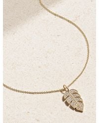 Sydney Evan - Large Monstera Leaf 14-Karat Diamond Necklace - Lyst