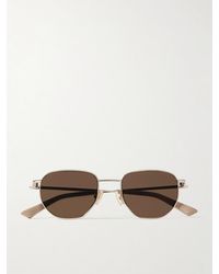 Bottega Veneta - Hexagon-Frame Rose-Tone Sunglasses - Lyst