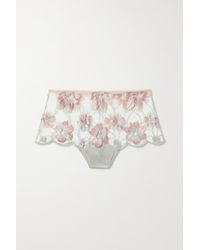 I.D Sarrieri It's A Wonderful Life Embroidered Tulle And Satin Briefs - Metallic
