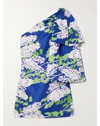BERNADETTE - Josselin One-Shoulder Bow-Embellished Floral-Print Taffeta Mini Dress - Lyst