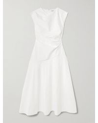 Veronica Beard - Lisette Gathered Cotton-Blend Poplin Midi Dress - Lyst