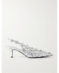 The Attico - Escarpins À Brides Arrière En Cuir Métallisé À Clous Grid - Lyst