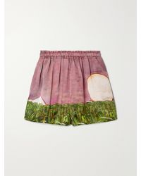 Donde Esteban - La Sierra Printed Silk-Satin Shorts - Lyst