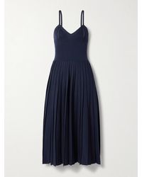 KHAITE - Elio Pleated Pointelle-Trimmed Wool-Blend Midi Dress - Lyst