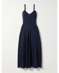 KHAITE - Robe Midi En Laine Mélangée À Finitions En Mailles Pointelle Et À Plis Elio - Lyst