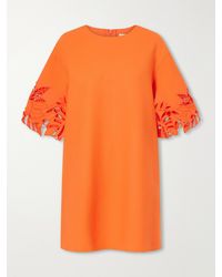 Oscar de la Renta - Embroidered Cut-Out Wool-Blend Mini Dress - Lyst