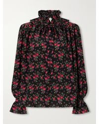 Chloé - Ruffled-Collar Floral-Print Silk Crepe De Chine Blouse - Lyst