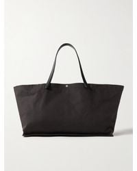 The Row - Idaho Xl Leather-Trimmed Cotton-Canvas Tote - Lyst