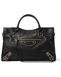 Balenciaga Metallic Edge City Medium Textured-leather Tote - Black