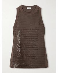 Brunello Cucinelli - Sequin-Embellished Stretch-Cotton Jersey Tank - Lyst