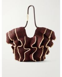 Zimmermann - Goldentime Ruffled Leather-Trimmed Raffia Medium Tote - Lyst