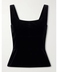 LIBEROWE - Peplum Cotton-Velvet Bustier Top - Lyst