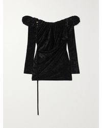 Jacquemus - Off-The-Shoulder Embellished Stretch-Velour Mini Dress - Lyst