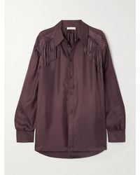 DIOTIMA - Epaulette Crochet-Trimmed Fringed Silk-Twill Shirt - Lyst