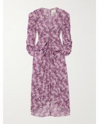 Isabel Marant - Albini Gathered Printed Silk-blend Midi Dress - Lyst