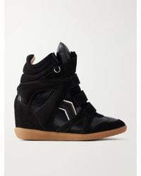 Isabel Marant - Bekett Suede-Trimmed Snake-Effect Leather Wedge Sneakers - Lyst