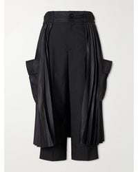 Sacai - Pleated Twill Wide-Leg Shorts - Lyst